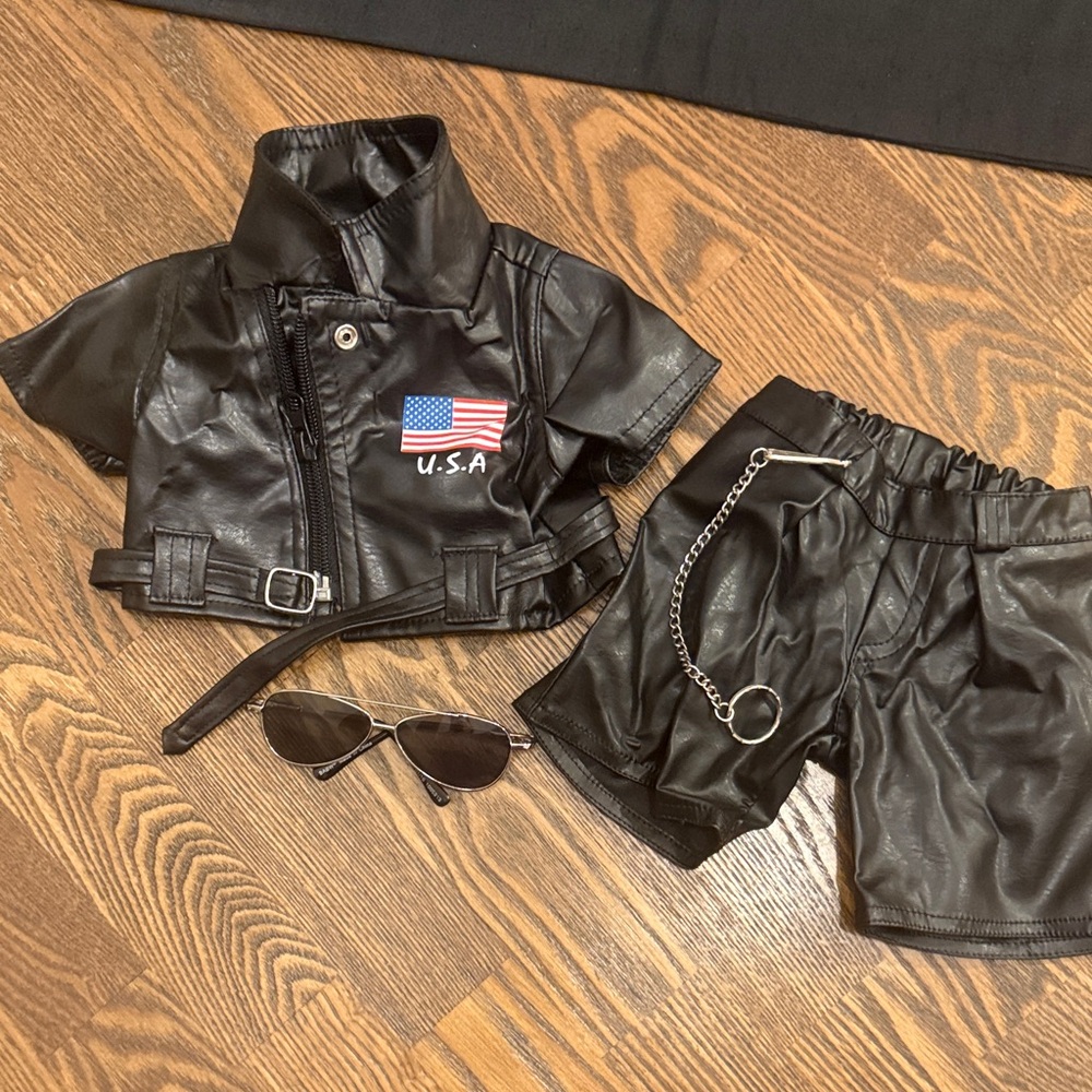 Carnival Cruise version of Build a Bear Leather Jacket & Shorts Set